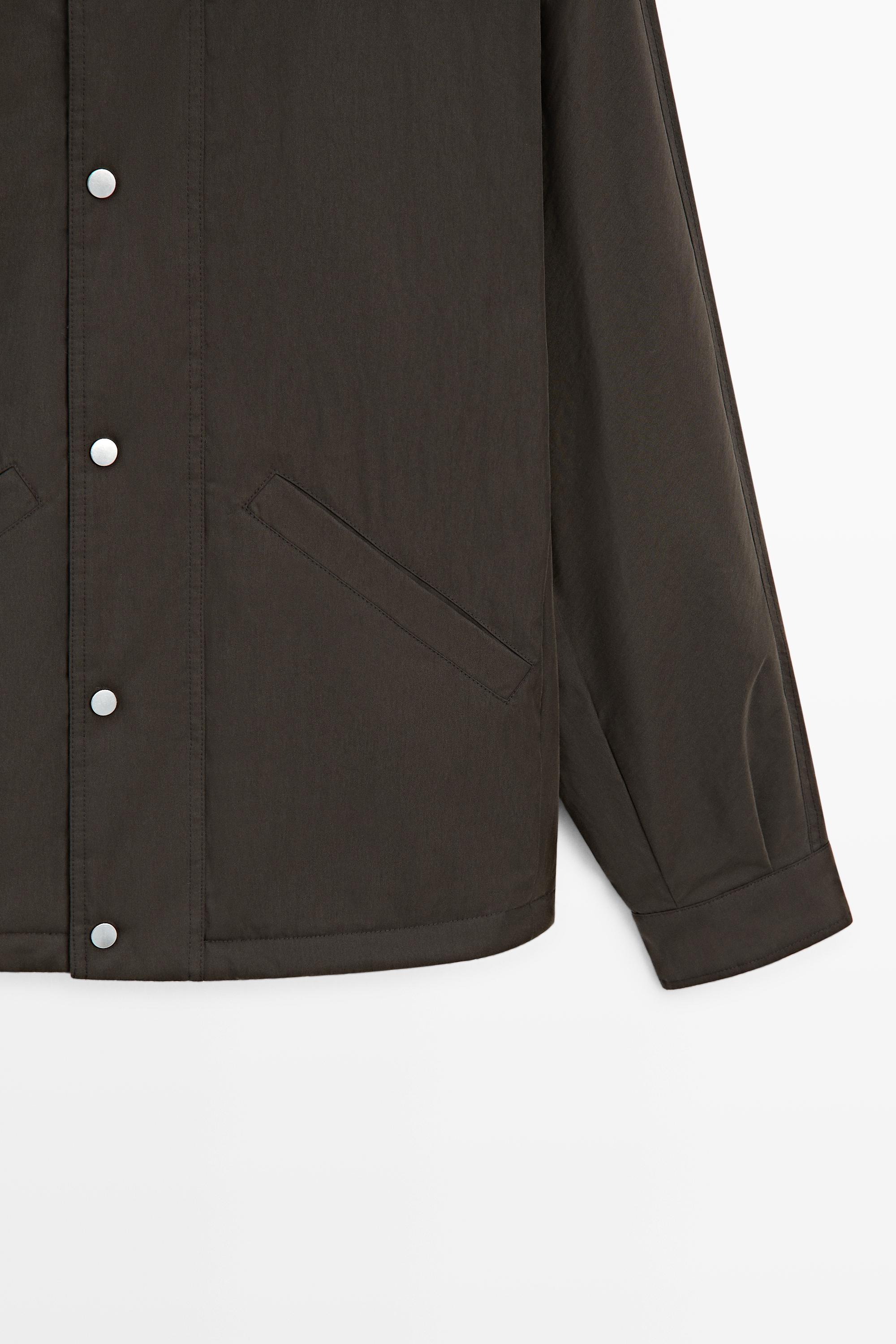 Suede funnel neck cotton-blend jacket